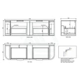 600-1500mm Houston Matt White/Black Plywood Curved Wall Hung Vanity With Variant Color Handle