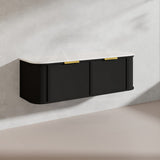 1500mm Houston Plywood Curved Wall Hung Vanity Matt White/Black Single/Double Bowls With Variant Color Handle