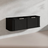 1500mm Houston Plywood Curved Wall Hung Vanity Matt White/Black Single/Double Bowls With Variant Color Handle