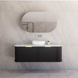 600-1500mm Houston Matt White/Black Plywood Curved Wall Hung Vanity With Variant Color Handle