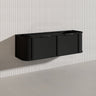 1500mm Houston Plywood Curved Wall Hung Vanity Matt White/Black Single/Double Bowls With Variant Color Handle