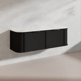 1500mm Houston Plywood Curved Wall Hung Vanity Matt White/Black Single/Double Bowls With Variant Color Handle