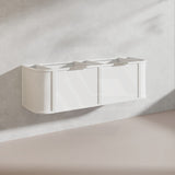 1500mm Houston Plywood Curved Wall Hung Vanity Matt White/Black Single/Double Bowls With Variant Color Handle