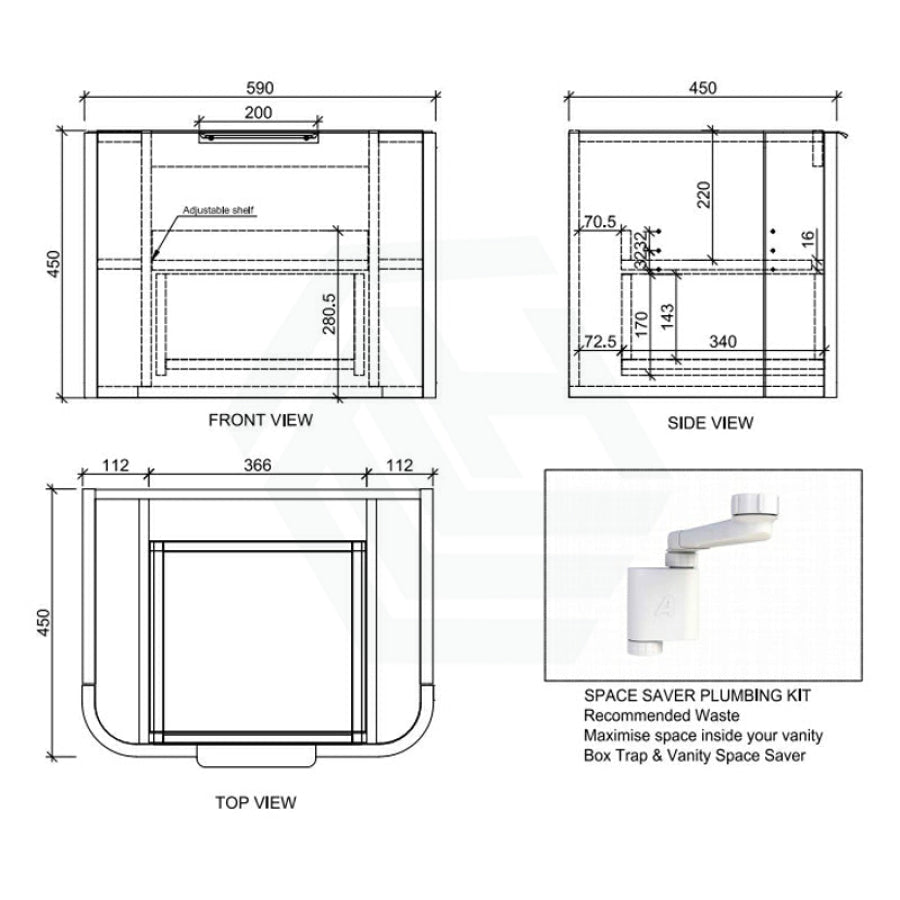 600-1500mm Houston Matt White/Black Plywood Curved Wall Hung Vanity With Variant Color Handle