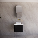 600-1500mm Houston Matt White/Black Plywood Curved Wall Hung Vanity With Variant Color Handle