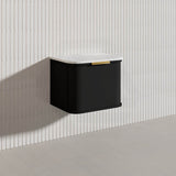 600mm Houston Matt White/Black Plywood Curved Wall Hung Vanity With Variant Color Handle