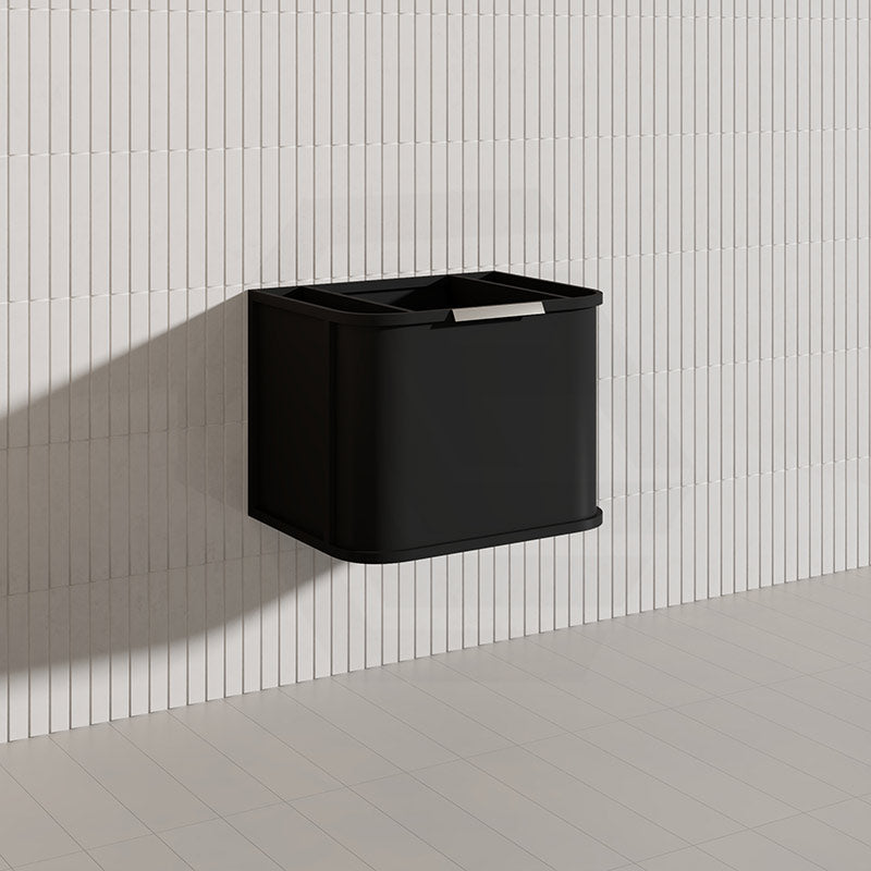 600mm Houston Matt White/Black Plywood Curved Wall Hung Vanity With Variant Color Handle