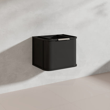 600mm Houston Matt White/Black Plywood Curved Wall Hung Vanity With Variant Color Handle