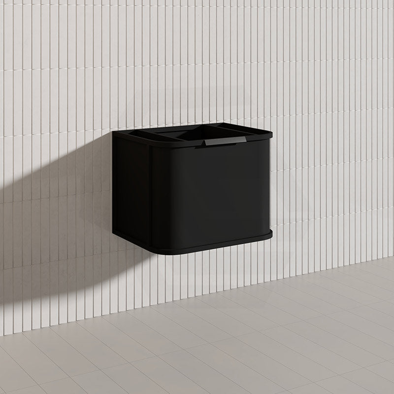 600mm Houston Matt White/Black Plywood Curved Wall Hung Vanity With Variant Color Handle