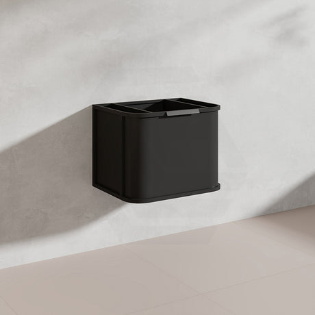 600mm Houston Matt White/Black Plywood Curved Wall Hung Vanity With Variant Color Handle