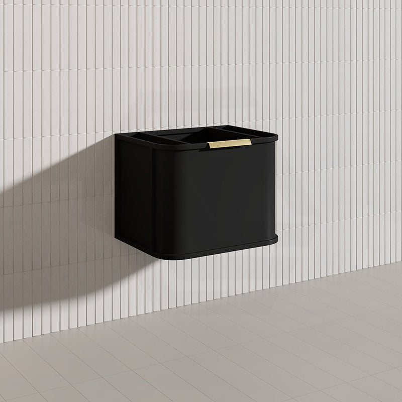 600mm Houston Matt White/Black Plywood Curved Wall Hung Vanity With Variant Color Handle