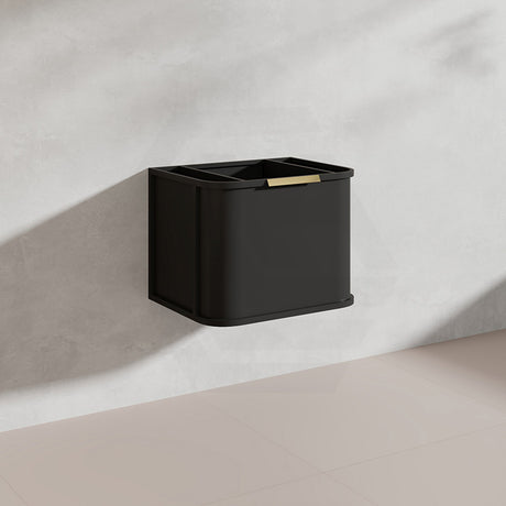 600mm Houston Matt White/Black Plywood Curved Wall Hung Vanity With Variant Color Handle