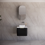600-1500mm Houston Matt White/Black Plywood Curved Wall Hung Vanity With Variant Color Handle