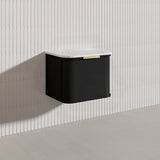 600mm Houston Matt White/Black Plywood Curved Wall Hung Vanity With Variant Color Handle