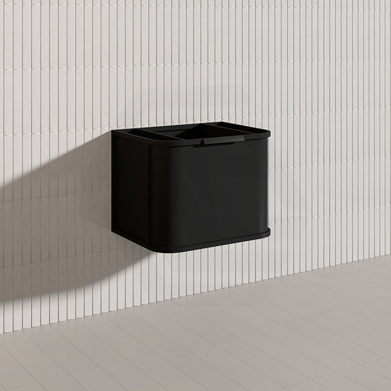 600mm Houston Matt White/Black Plywood Curved Wall Hung Vanity With Variant Color Handle