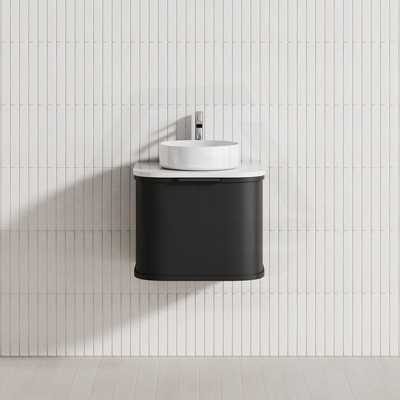 600-1500mm Houston Matt White/Black Plywood Curved Wall Hung Vanity With Variant Color Handle