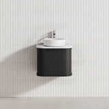 600-1500mm Houston Matt White/Black Plywood Curved Wall Hung Vanity With Variant Color Handle