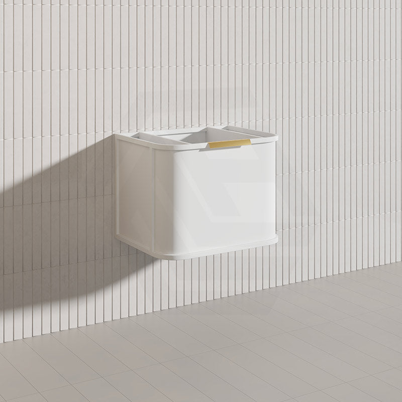 600mm Houston Matt White/Black Plywood Curved Wall Hung Vanity With Variant Color Handle