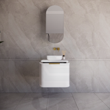 600-1500mm Houston Matt White/Black Plywood Curved Wall Hung Vanity With Variant Color Handle