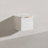 600mm Houston Matt White/Black Plywood Curved Wall Hung Vanity With Variant Color Handle