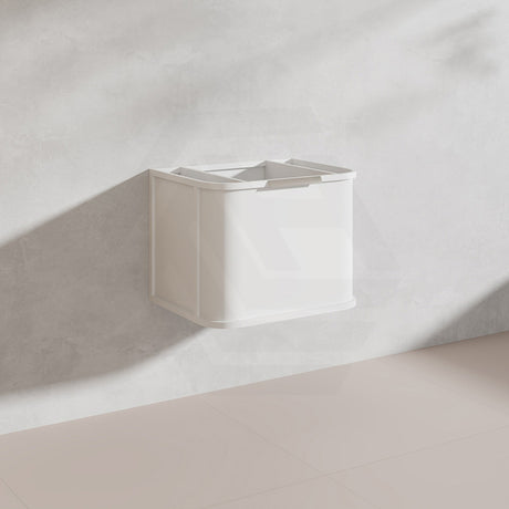 600mm Houston Matt White/Black Plywood Curved Wall Hung Vanity With Variant Color Handle