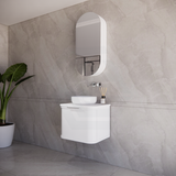 600-1500mm Houston Matt White/Black Plywood Curved Wall Hung Vanity With Variant Color Handle