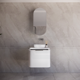 600-1500mm Houston Matt White/Black Plywood Curved Wall Hung Vanity With Variant Color Handle