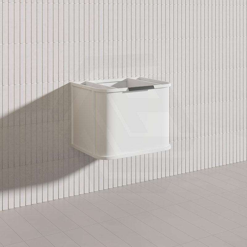 600mm Houston Matt White/Black Plywood Curved Wall Hung Vanity With Variant Color Handle