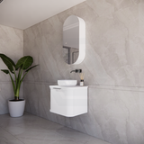 600-1500mm Houston Matt White/Black Plywood Curved Wall Hung Vanity With Variant Color Handle