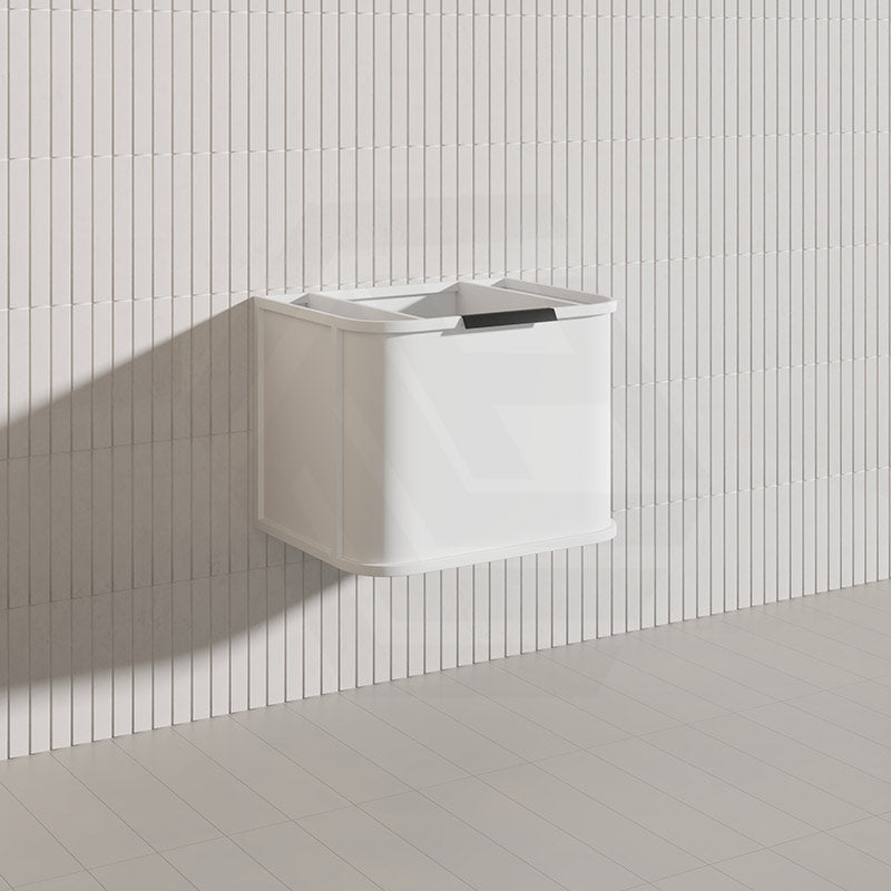 600mm Houston Matt White/Black Plywood Curved Wall Hung Vanity With Variant Color Handle
