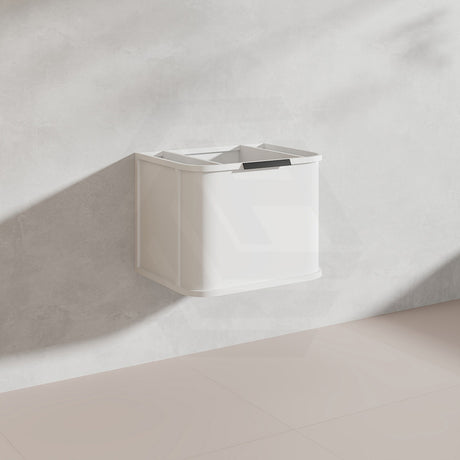 600mm Houston Matt White/Black Plywood Curved Wall Hung Vanity With Variant Color Handle