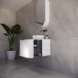 600-1500mm Houston Matt White/Black Plywood Curved Wall Hung Vanity With Variant Color Handle