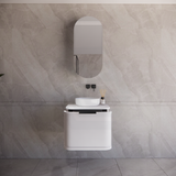 600-1500mm Houston Matt White/Black Plywood Curved Wall Hung Vanity With Variant Color Handle