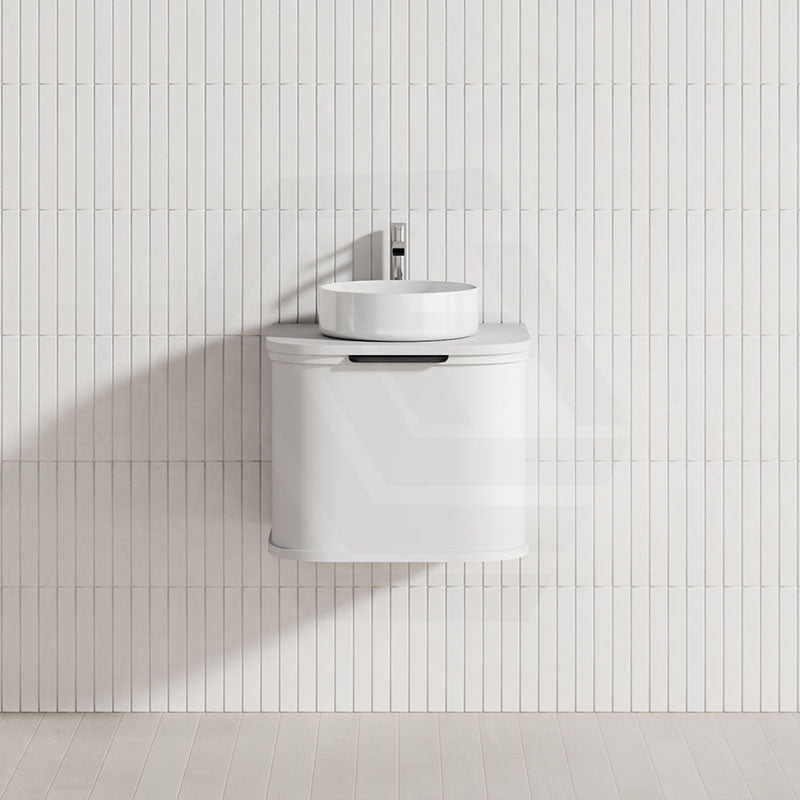 600-1500mm Houston Matt White/Black Plywood Curved Wall Hung Vanity With Variant Color Handle