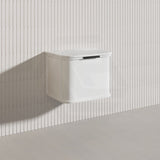 600mm Houston Matt White/Black Plywood Curved Wall Hung Vanity With Variant Color Handle