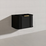 750mm Houston Matt White/Black Plywood Curved Wall Hung Vanity With Variant Color Handle