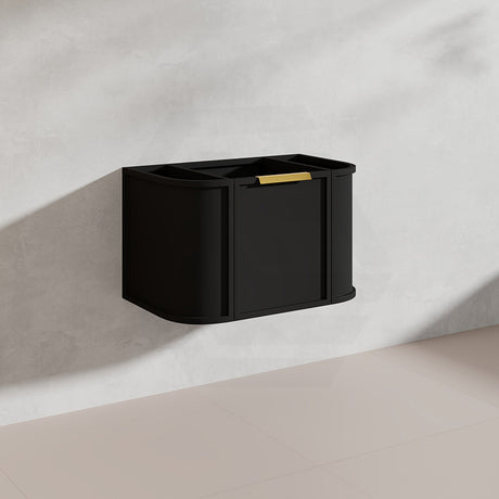 750mm Houston Matt White/Black Plywood Curved Wall Hung Vanity With Variant Color Handle