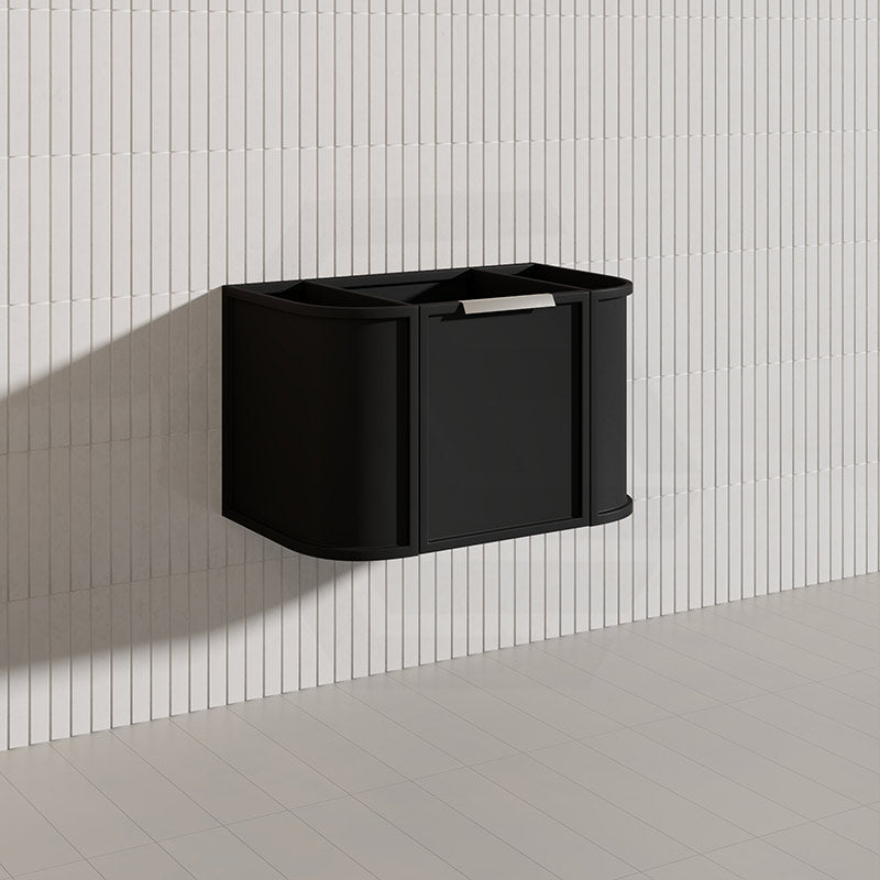 750mm Houston Matt White/Black Plywood Curved Wall Hung Vanity With Variant Color Handle