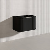 750mm Houston Matt White/Black Plywood Curved Wall Hung Vanity With Variant Color Handle