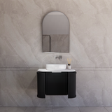 600-1500mm Houston Matt White/Black Plywood Curved Wall Hung Vanity With Variant Color Handle
