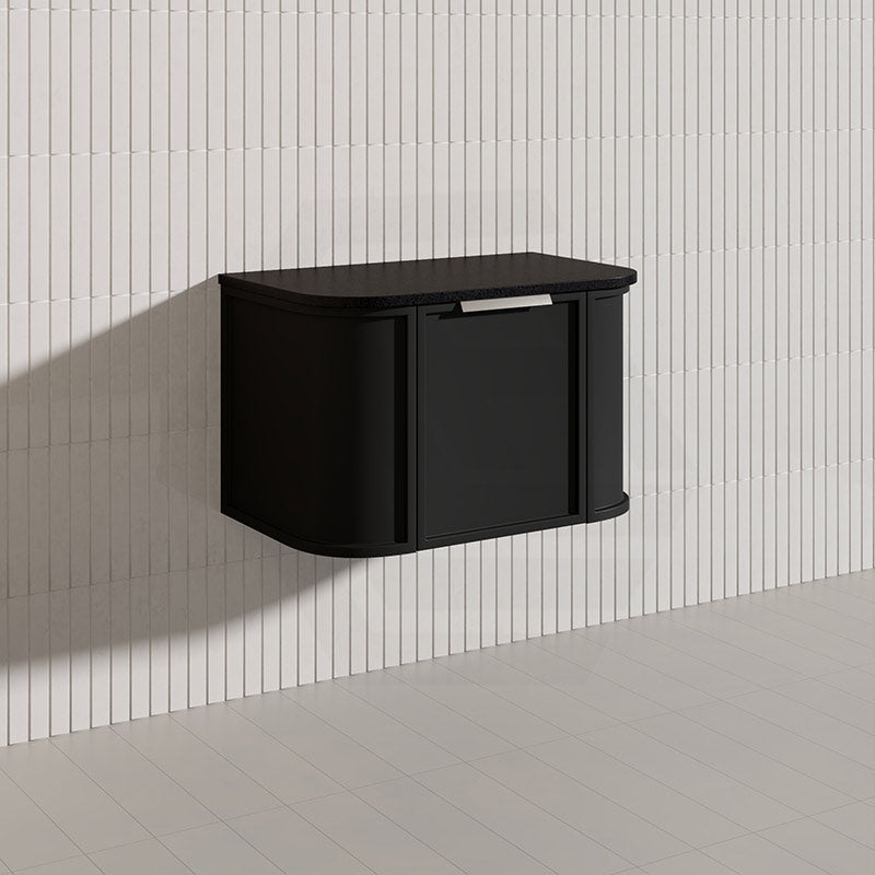 750mm Houston Matt White/Black Plywood Curved Wall Hung Vanity With Variant Color Handle