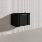 750mm Houston Matt White/Black Plywood Curved Wall Hung Vanity With Variant Color Handle