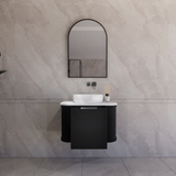 600-1500mm Houston Matt White/Black Plywood Curved Wall Hung Vanity With Variant Color Handle