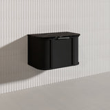 750mm Houston Matt White/Black Plywood Curved Wall Hung Vanity With Variant Color Handle