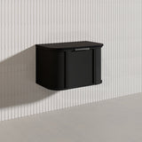 750mm Houston Matt White/Black Plywood Curved Wall Hung Vanity With Variant Color Handle