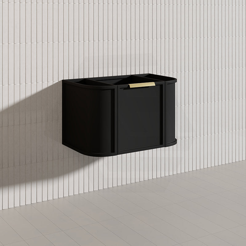 750mm Houston Matt White/Black Plywood Curved Wall Hung Vanity With Variant Color Handle