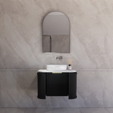 600-1500mm Houston Matt White/Black Plywood Curved Wall Hung Vanity With Variant Color Handle