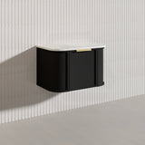 750mm Houston Matt White/Black Plywood Curved Wall Hung Vanity With Variant Color Handle