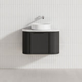 600-1500mm Houston Matt White/Black Plywood Curved Wall Hung Vanity With Variant Color Handle
