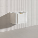 750mm Houston Matt White/Black Plywood Curved Wall Hung Vanity With Variant Color Handle